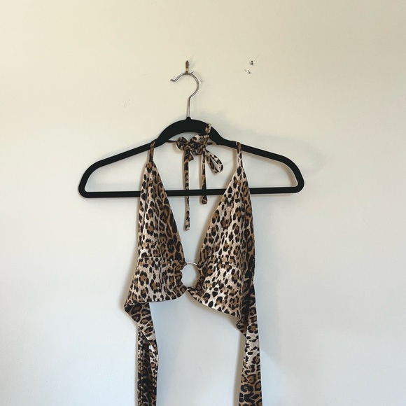 Leopard Print Crop Tie Back Top - Picture 2 of 2